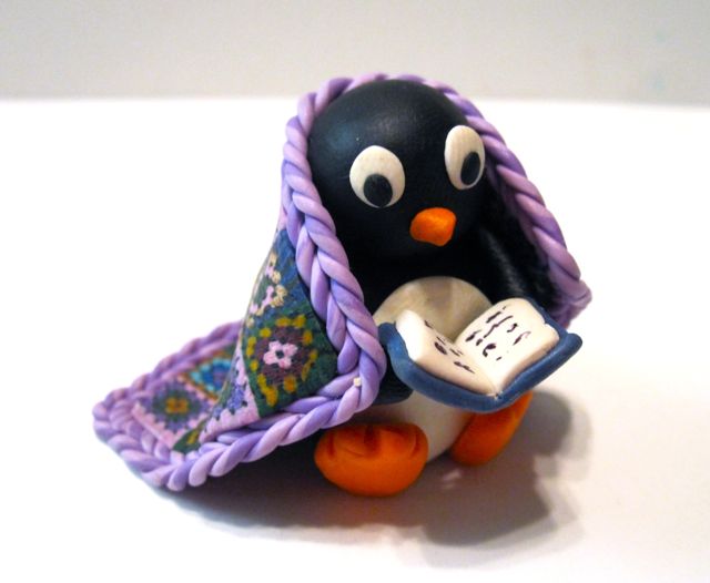 Polymer Clay Penguin Sculpture by Meg Newburg