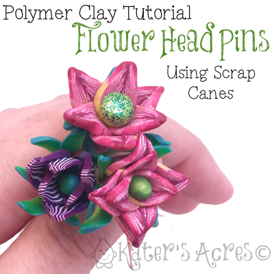 Polymer Clay Tutorial - Flower Head Pins Using Scrap Cane Ends & Leftovers by KatersAcres | FREE Tutorial - PIN NOW, Make later