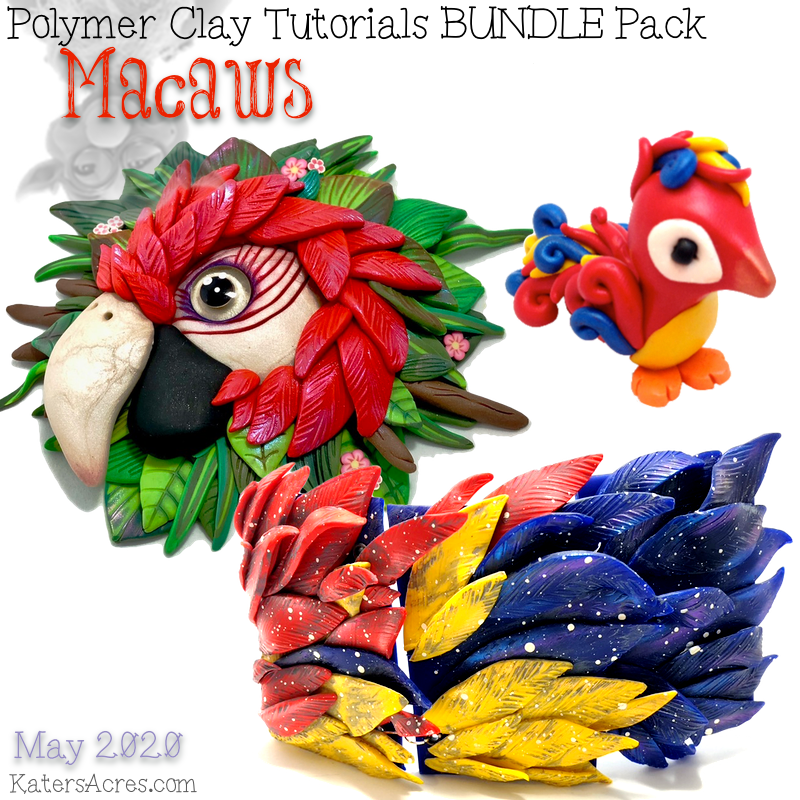 Polymer Clay Tutorials BUNDLE Pack - Macaws